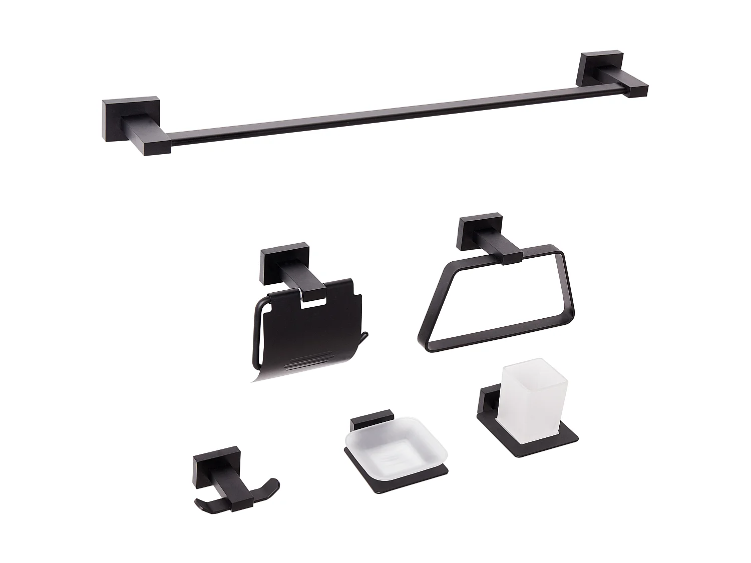 Lot de 6 pièces de quincaillerie pour salle de bain RIOHACHA avec porte-serviettes et crochets Noir