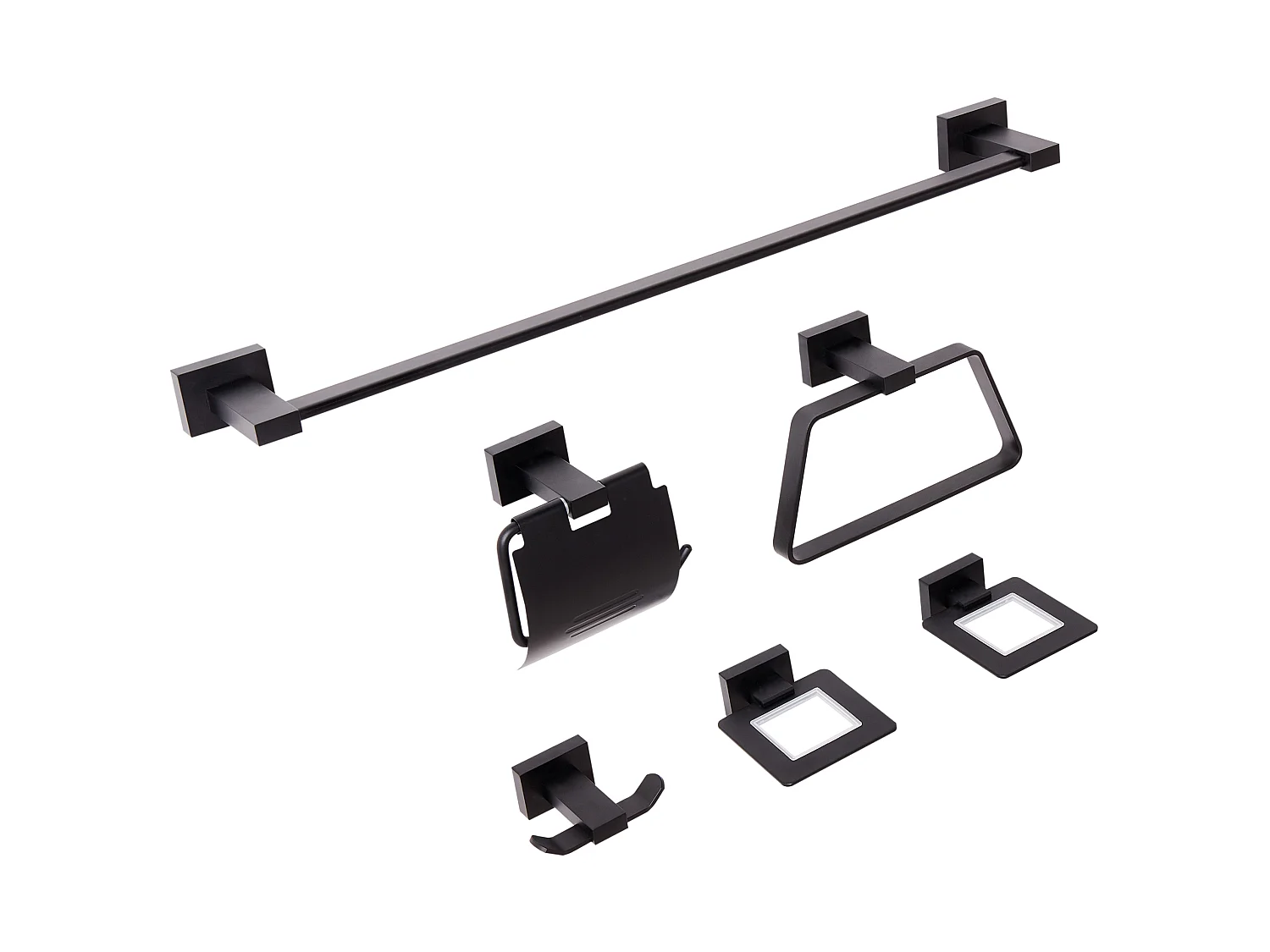 Lot de 6 pièces de quincaillerie pour salle de bain RIOHACHA avec porte-serviettes et crochets Noir