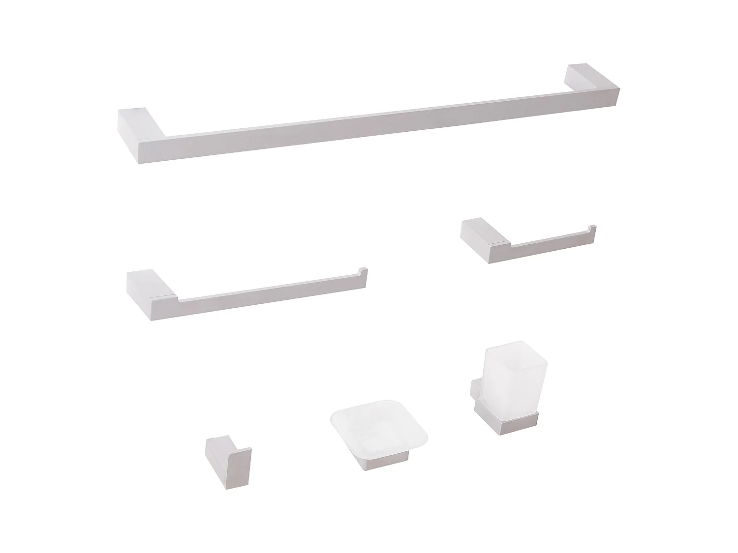 Lot de 6 pièces de quincaillerie pour salle de bain TUMACO avec porte-serviettes et crochets Argenté