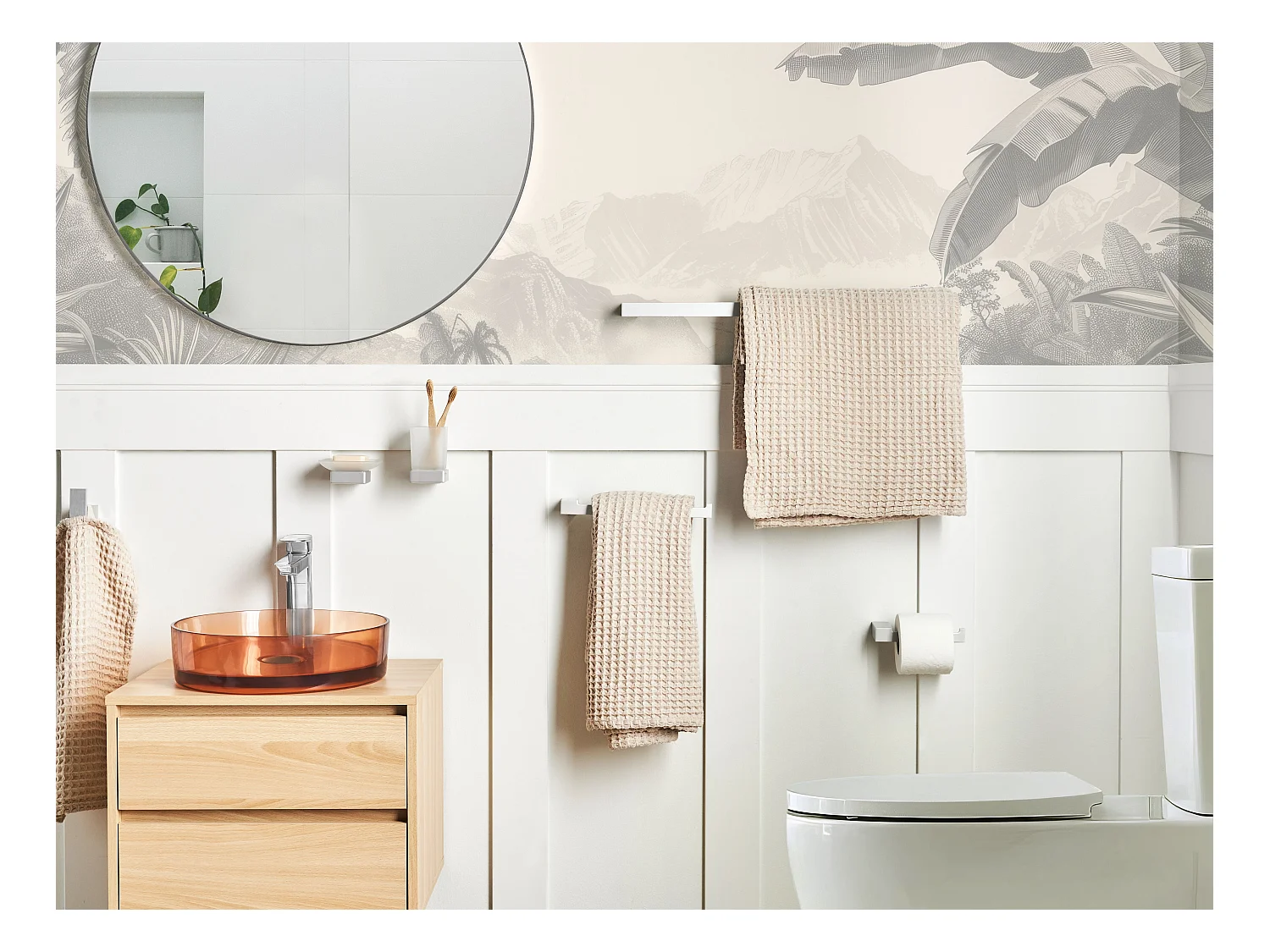 Lot de 6 pièces de quincaillerie pour salle de bain TUMACO avec porte-serviettes et crochets Argenté