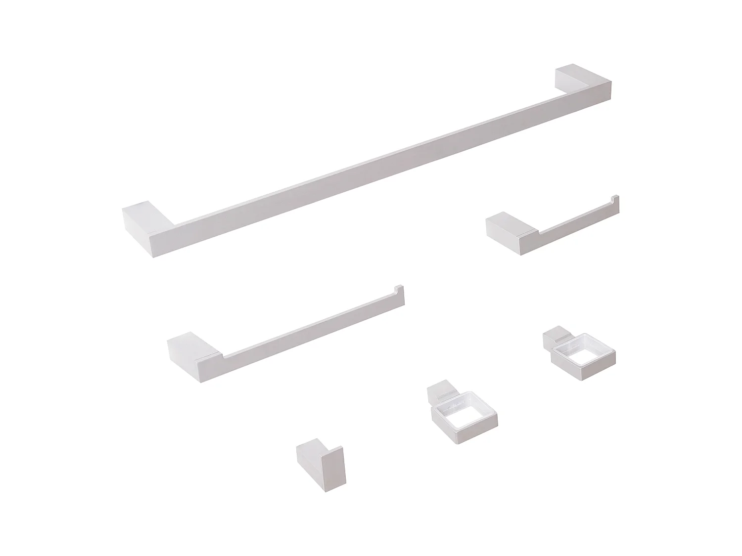 Lot de 6 pièces de quincaillerie pour salle de bain TUMACO avec porte-serviettes et crochets Argenté