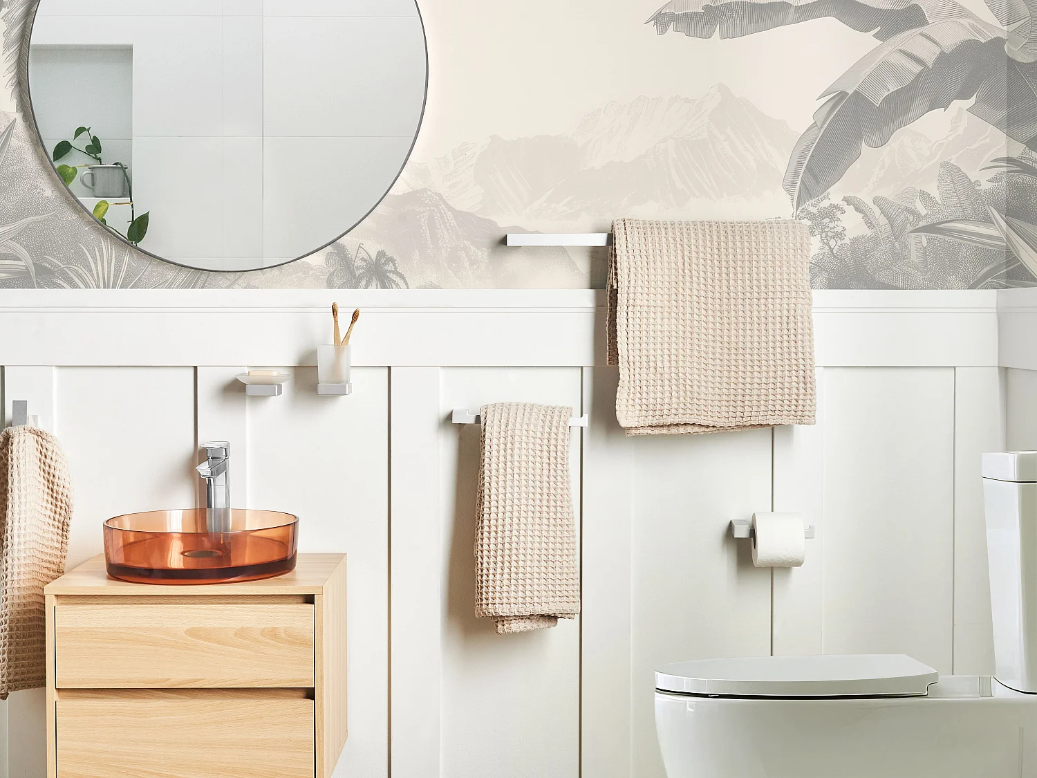 Lot de 6 pièces de quincaillerie pour salle de bain TUMACO avec porte-serviettes et crochets Argenté