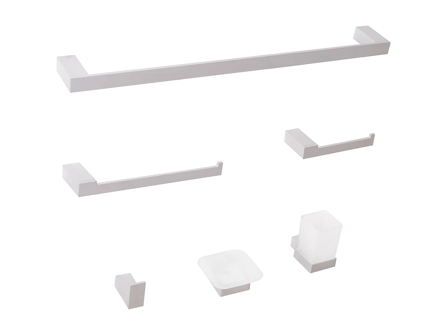 Lot de 6 pièces de quincaillerie pour salle de bain TUMACO avec porte-serviettes et crochets Argenté