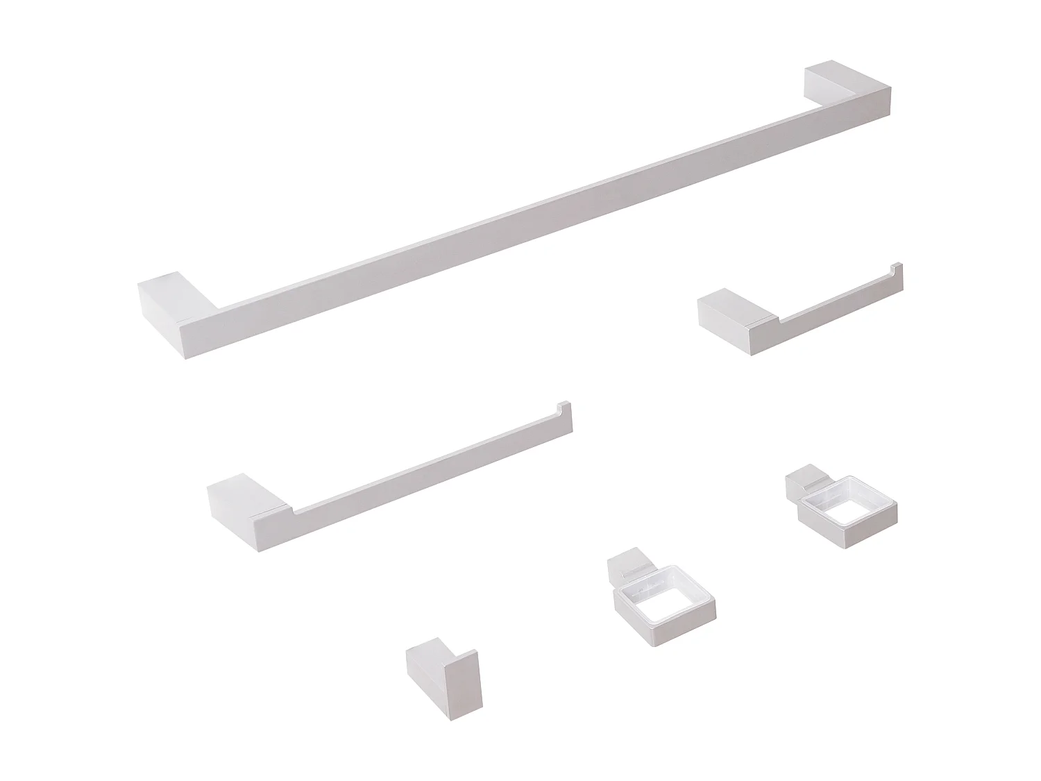 Lot de 6 pièces de quincaillerie pour salle de bain TUMACO avec porte-serviettes et crochets Argenté