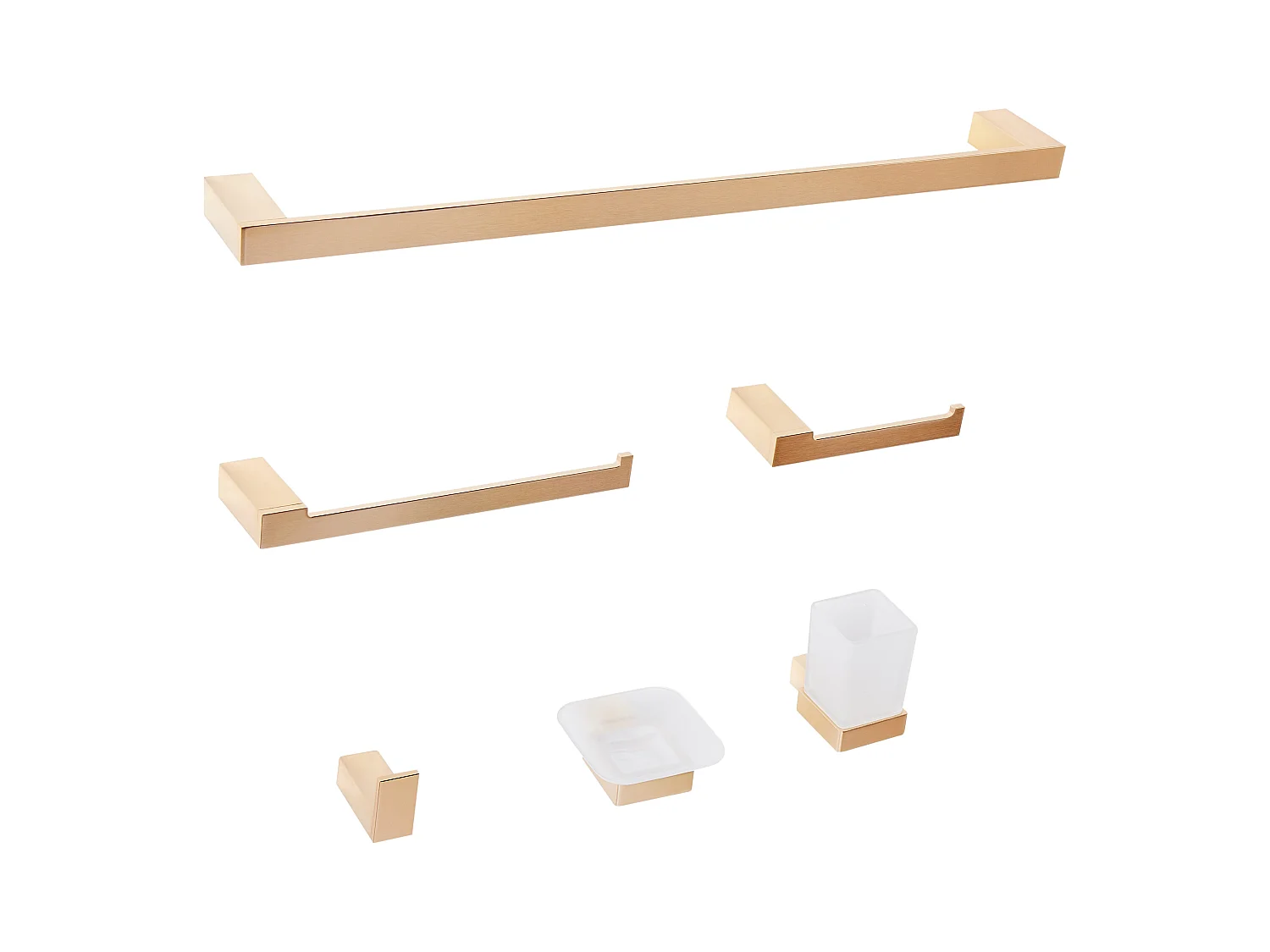 Lot de 6 pièces de quincaillerie pour salle de bain TUMACO avec porte-serviettes et crochets Doré