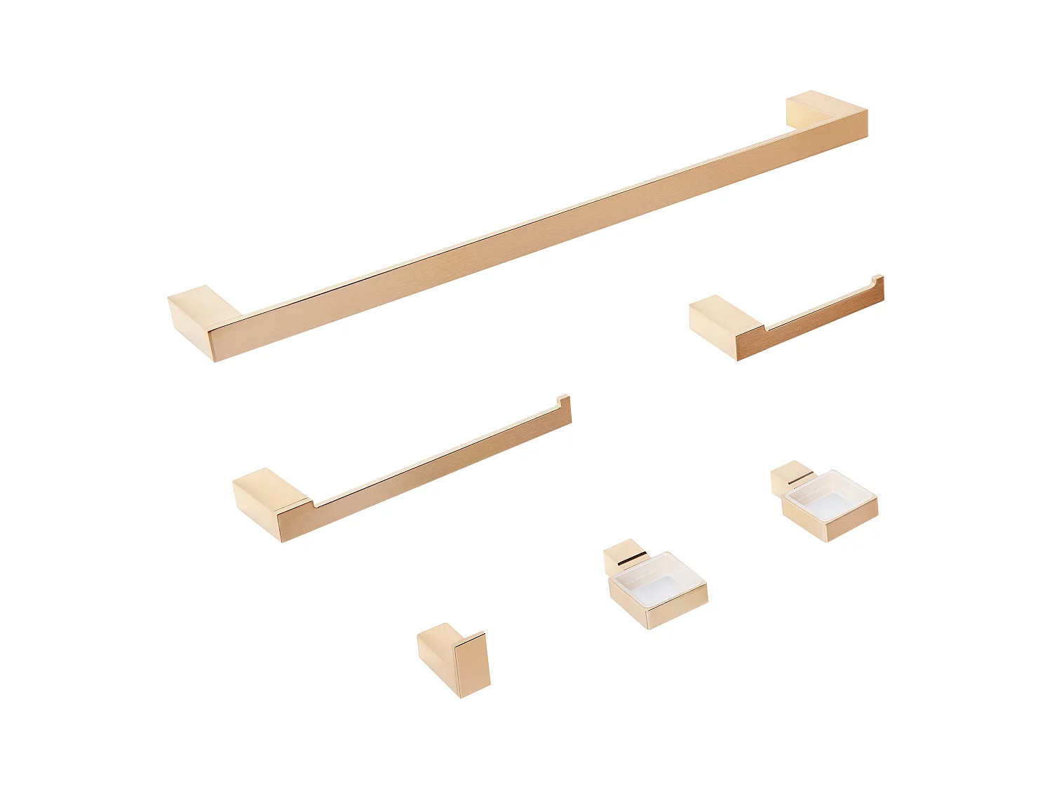 Lot de 6 pièces de quincaillerie pour salle de bain TUMACO avec porte-serviettes et crochets Doré