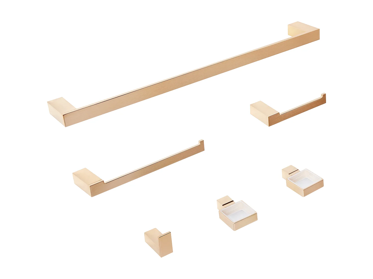 Lot de 6 pièces de quincaillerie pour salle de bain TUMACO avec porte-serviettes et crochets Doré