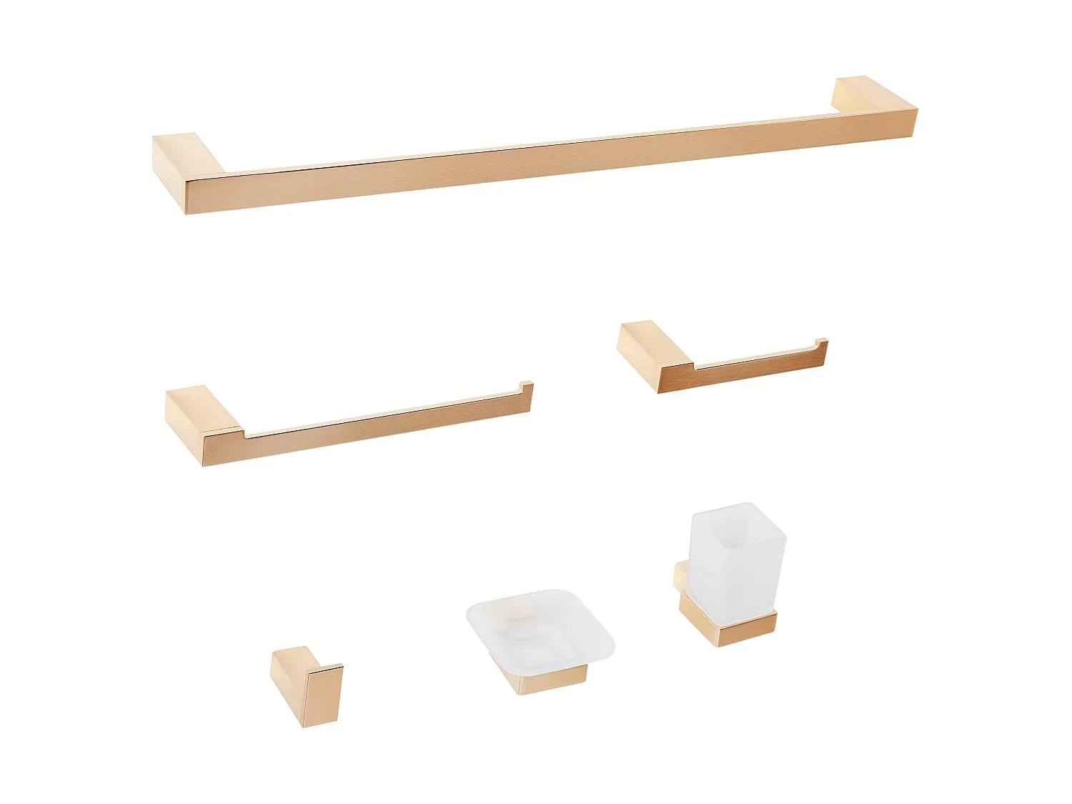 Lot de 6 pièces de quincaillerie pour salle de bain TUMACO avec porte-serviettes et crochets Doré