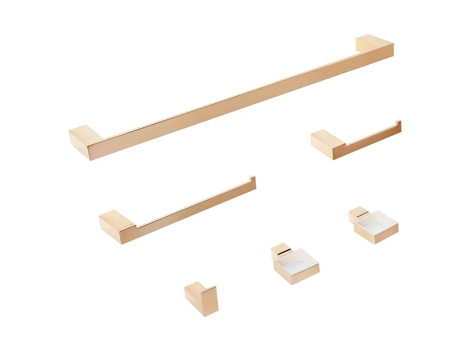 Lot de 6 pièces de quincaillerie pour salle de bain TUMACO avec porte-serviettes et crochets Doré