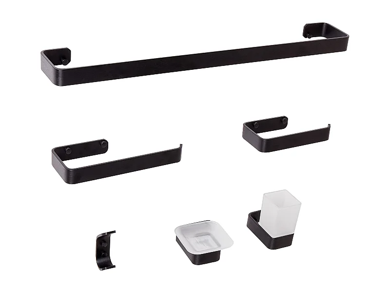 Lot de 6 pièces de quincaillerie pour salle de bain ZORRITOS avec porte-serviettes et crochets Métal Noir
