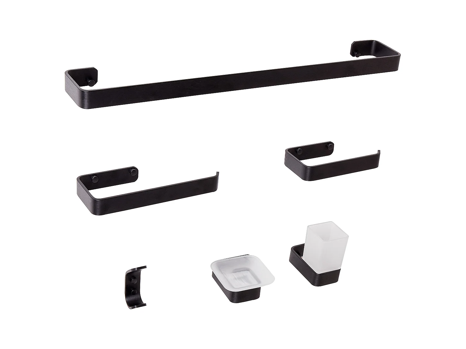 Lot de 6 pièces de quincaillerie pour salle de bain ZORRITOS avec porte-serviettes et crochets Métal Noir