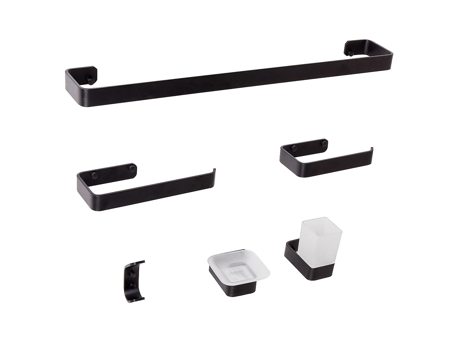 Lot de 6 pièces de quincaillerie pour salle de bain ZORRITOS avec porte-serviettes et crochets Métal Noir
