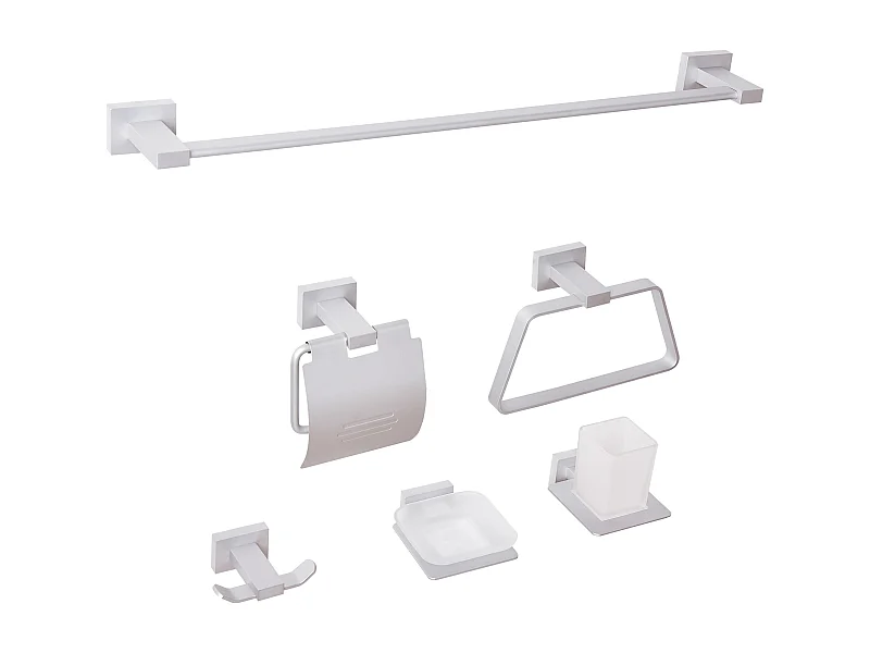 Lot de 6 pièces de quincaillerie pour salle de bain RIOHACHA avec porte-serviettes et crochets Argenté