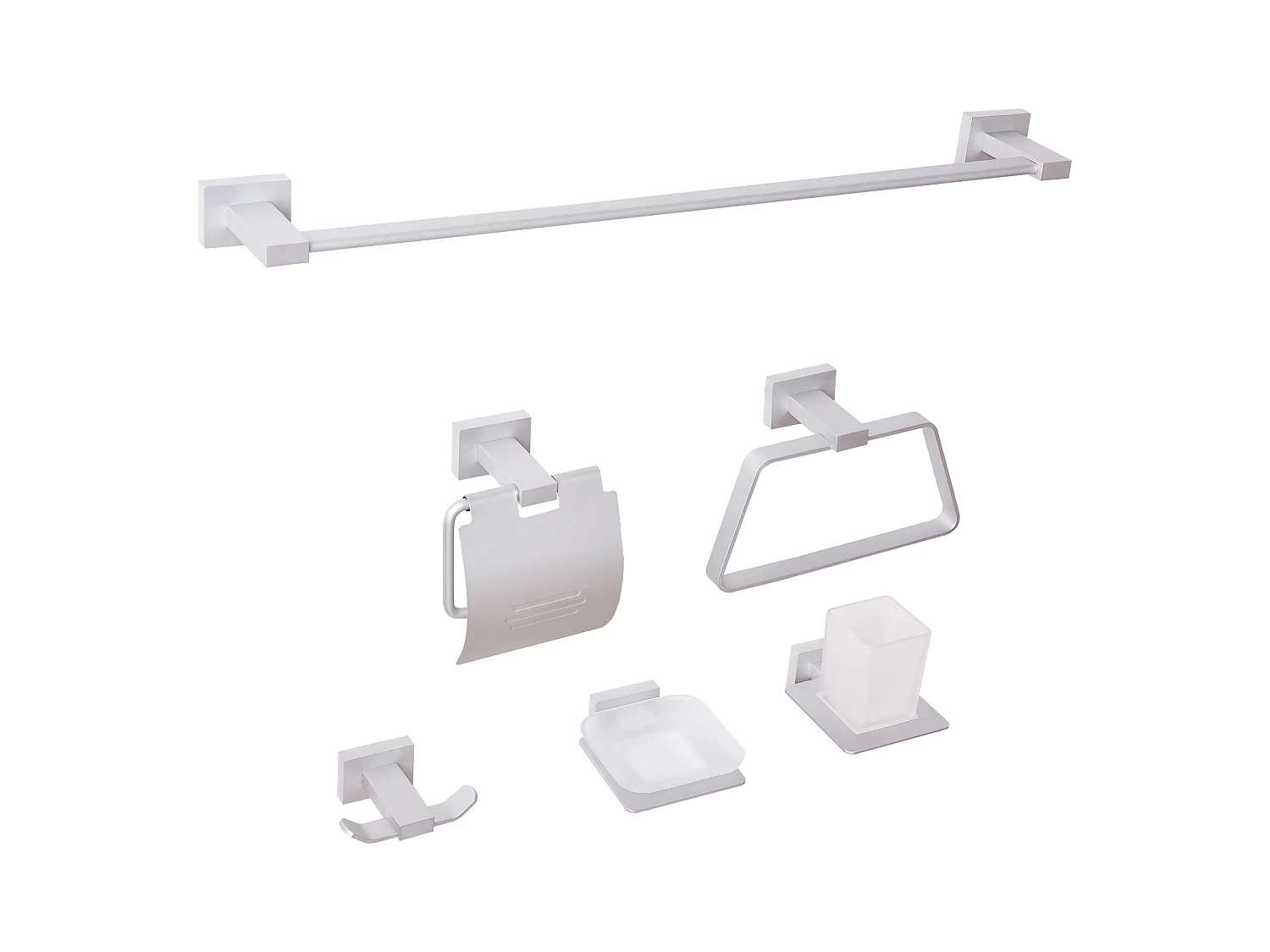 Lot de 6 pièces de quincaillerie pour salle de bain RIOHACHA avec porte-serviettes et crochets Argenté