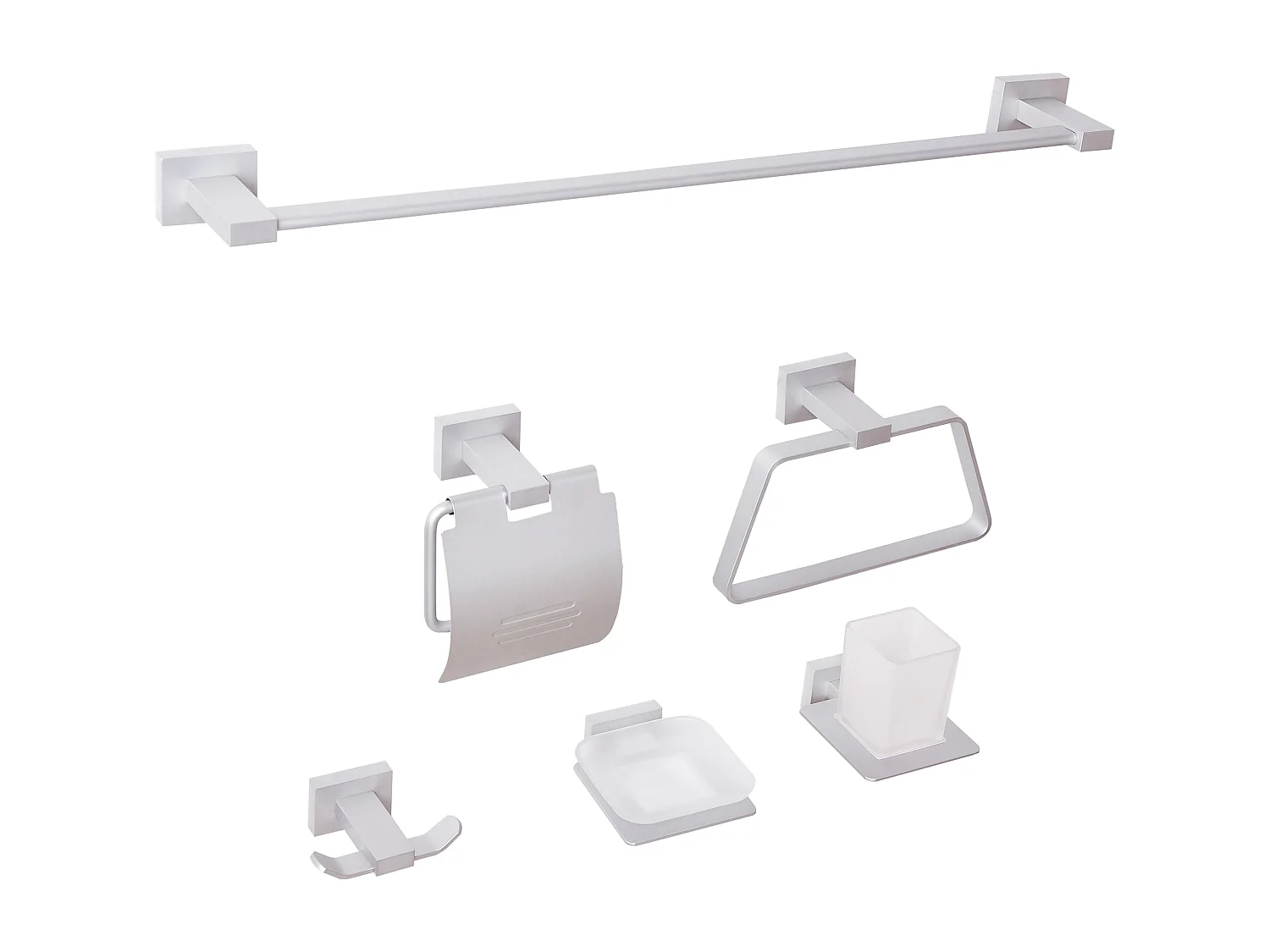 Lot de 6 pièces de quincaillerie pour salle de bain RIOHACHA avec porte-serviettes et crochets Argenté