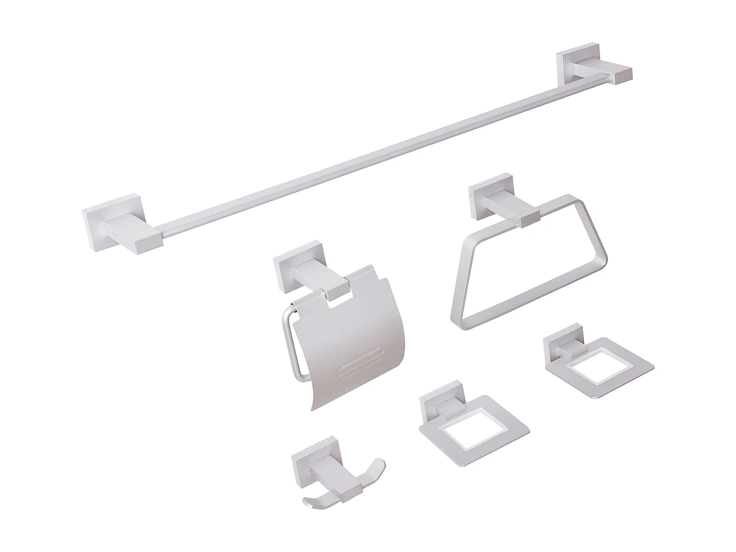 Lot de 6 pièces de quincaillerie pour salle de bain RIOHACHA avec porte-serviettes et crochets Argenté