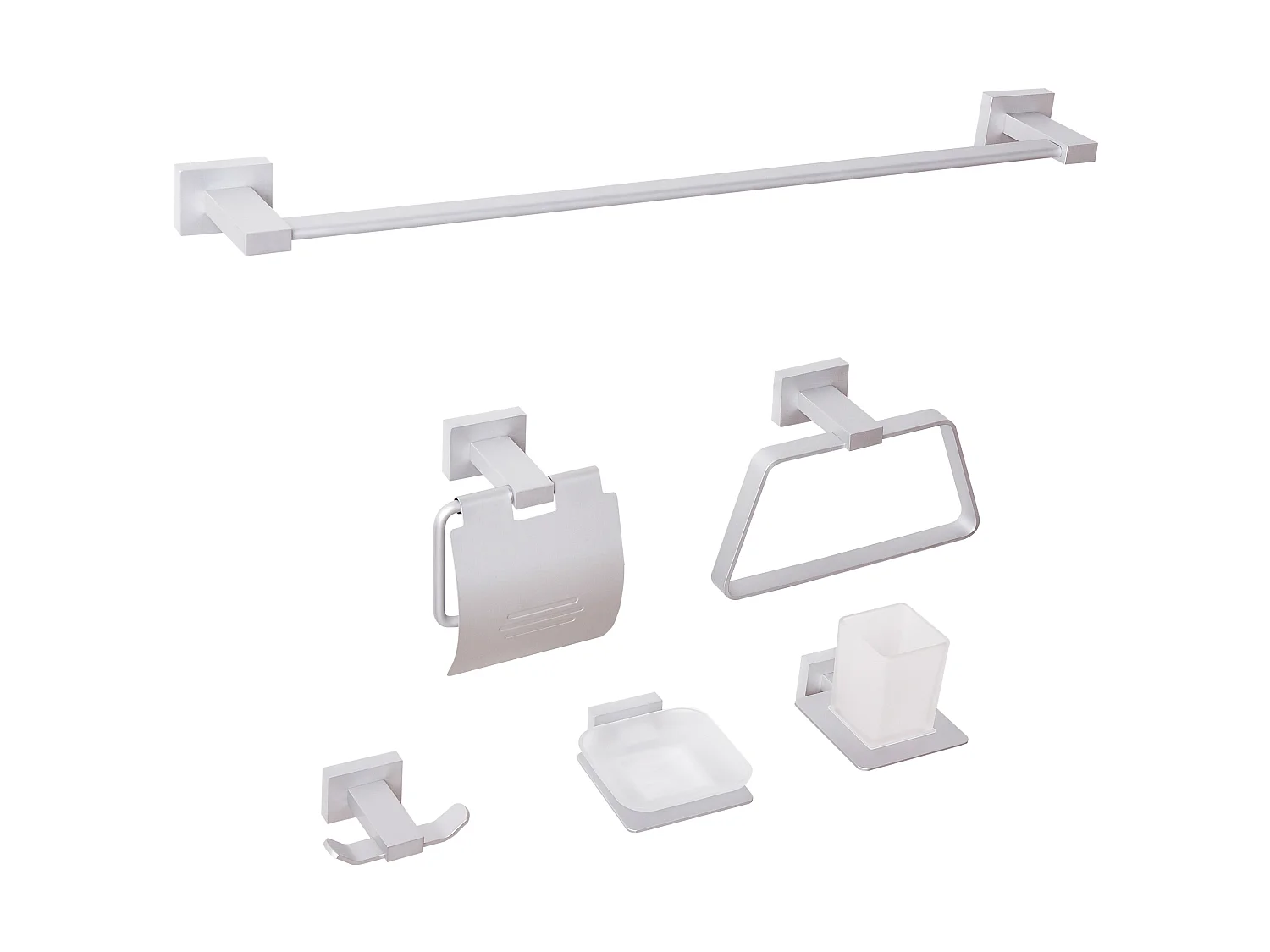 Lot de 6 pièces de quincaillerie pour salle de bain RIOHACHA avec porte-serviettes et crochets Argenté