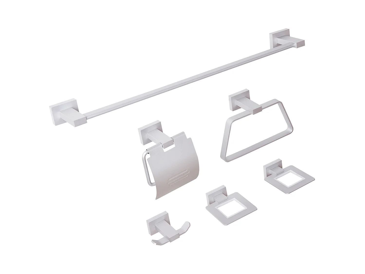 Lot de 6 pièces de quincaillerie pour salle de bain RIOHACHA avec porte-serviettes et crochets Argenté