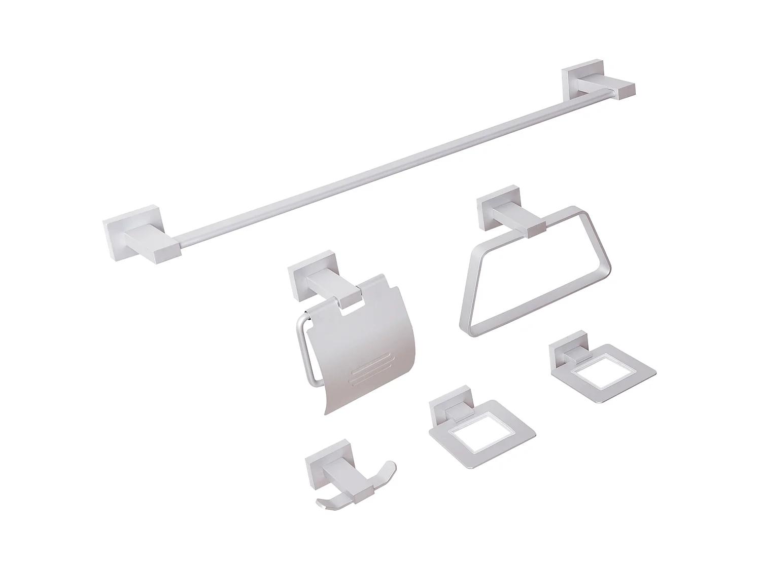 Lot de 6 pièces de quincaillerie pour salle de bain RIOHACHA avec porte-serviettes et crochets Argenté