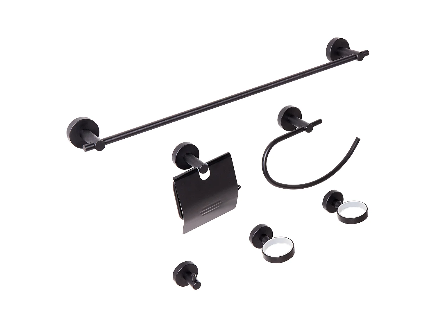 Badaccessoires Set 6-teilig ZARUMA mit Handtuchstangen und -haken Schwarz