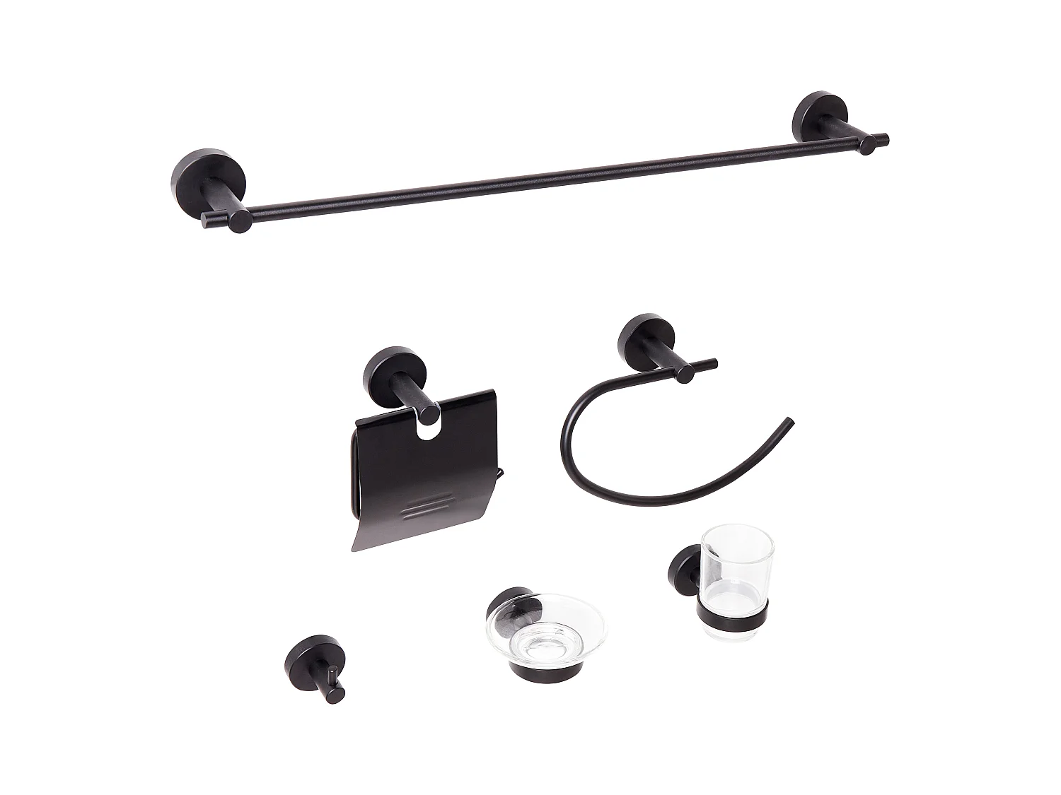 Lot de 6 pièces de quincaillerie pour salle de bain ZARUMA avec porte-serviettes et crochets Noir
