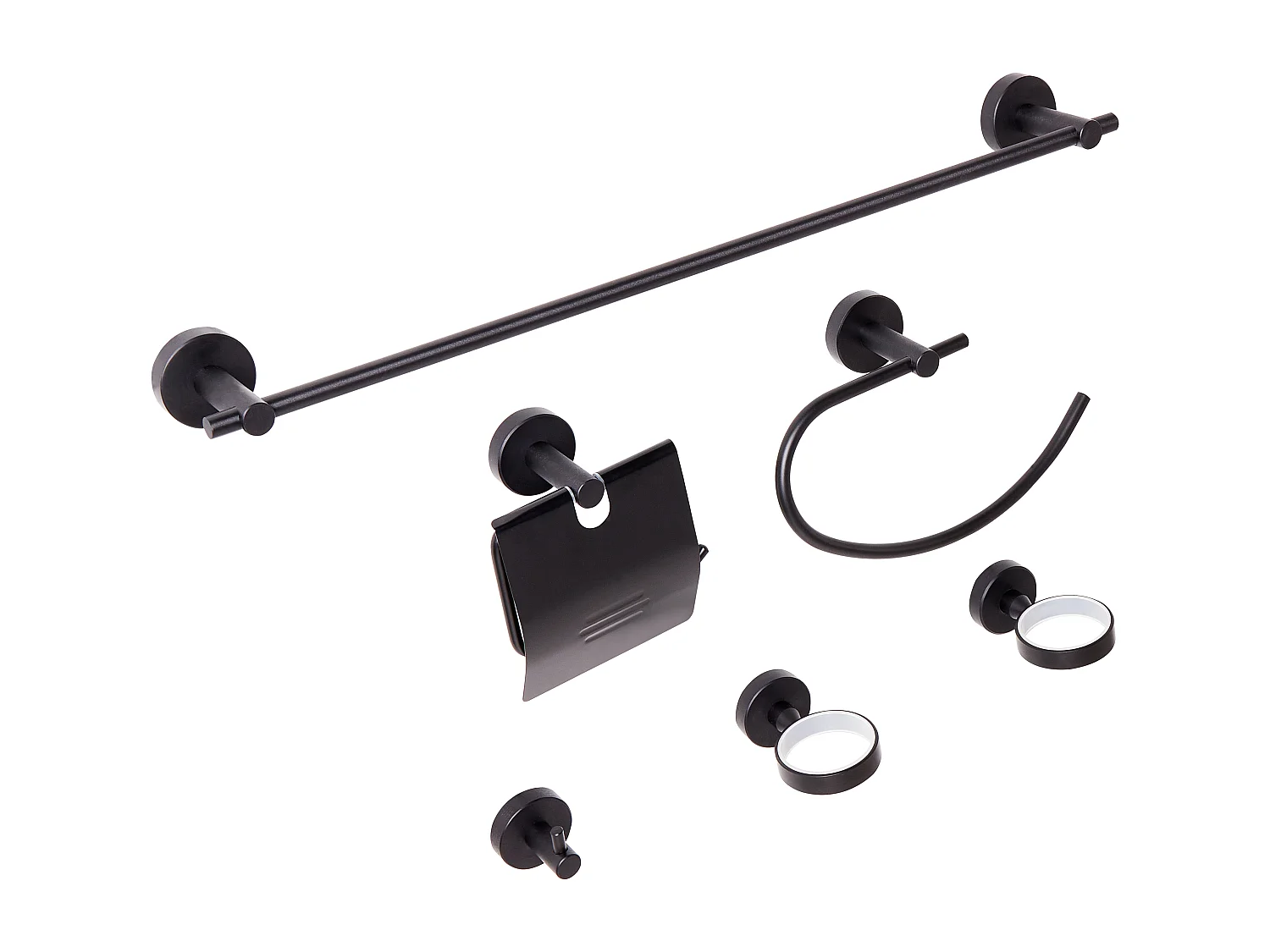 Set di 6 accessori da bagno ZARUMA con barre e ganci per asciugamani Nero