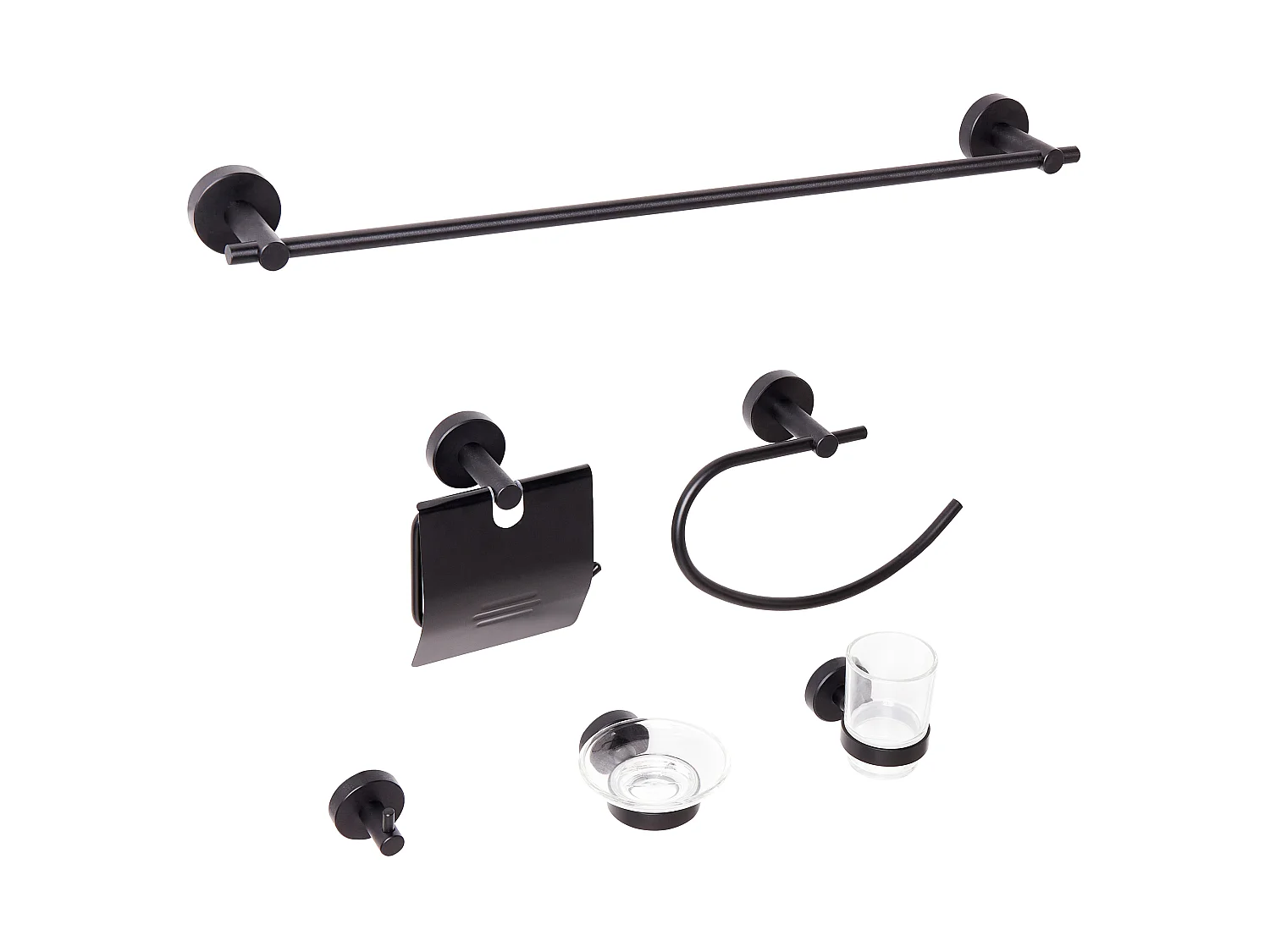 6-Piece Bathroom Hardware Set ZARUMA with Towel Bars and Hooks Black