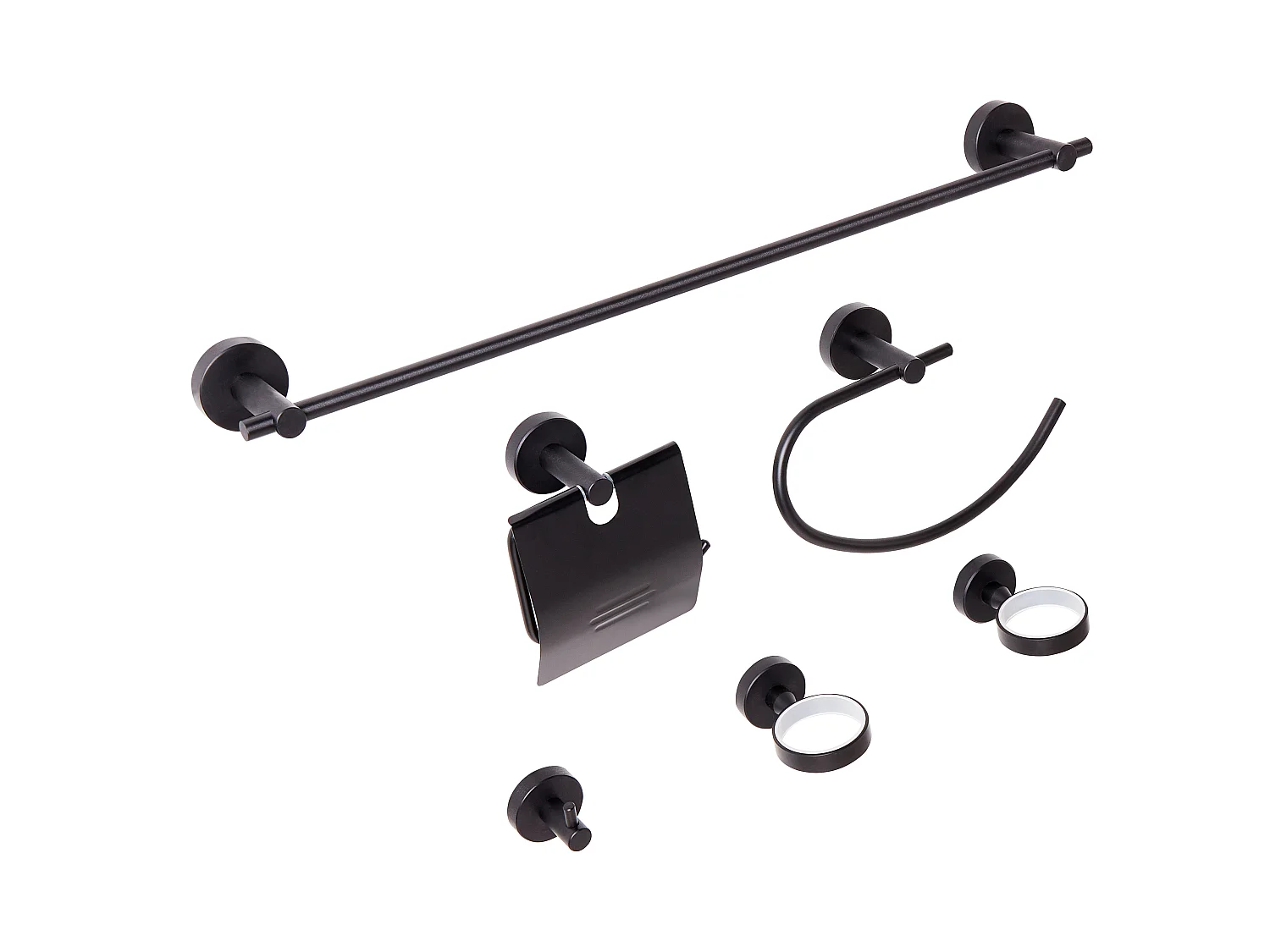 6-Piece Bathroom Hardware Set ZARUMA with Towel Bars and Hooks Black