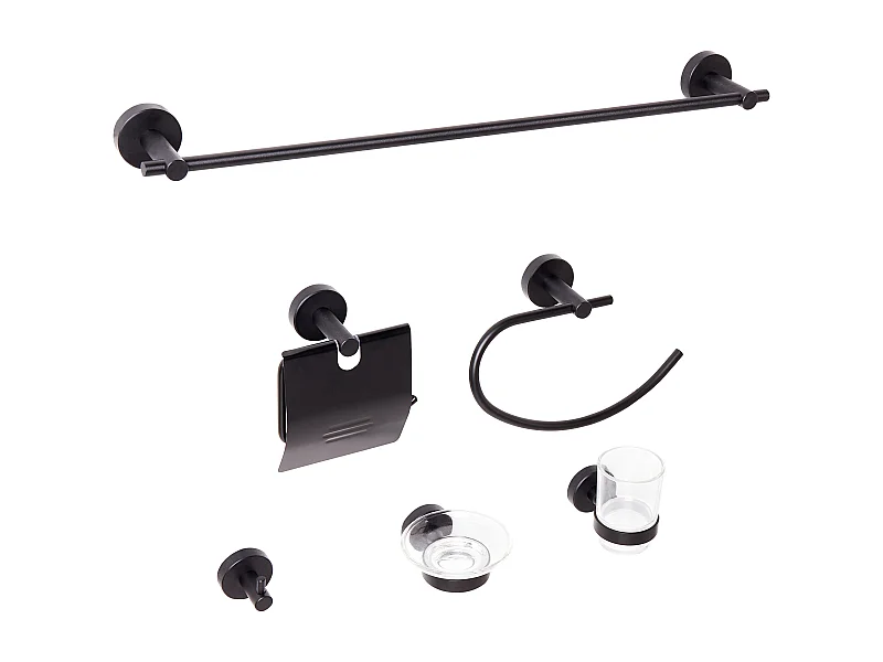 Set di 6 accessori da bagno ZARUMA con barre e ganci per asciugamani Nero