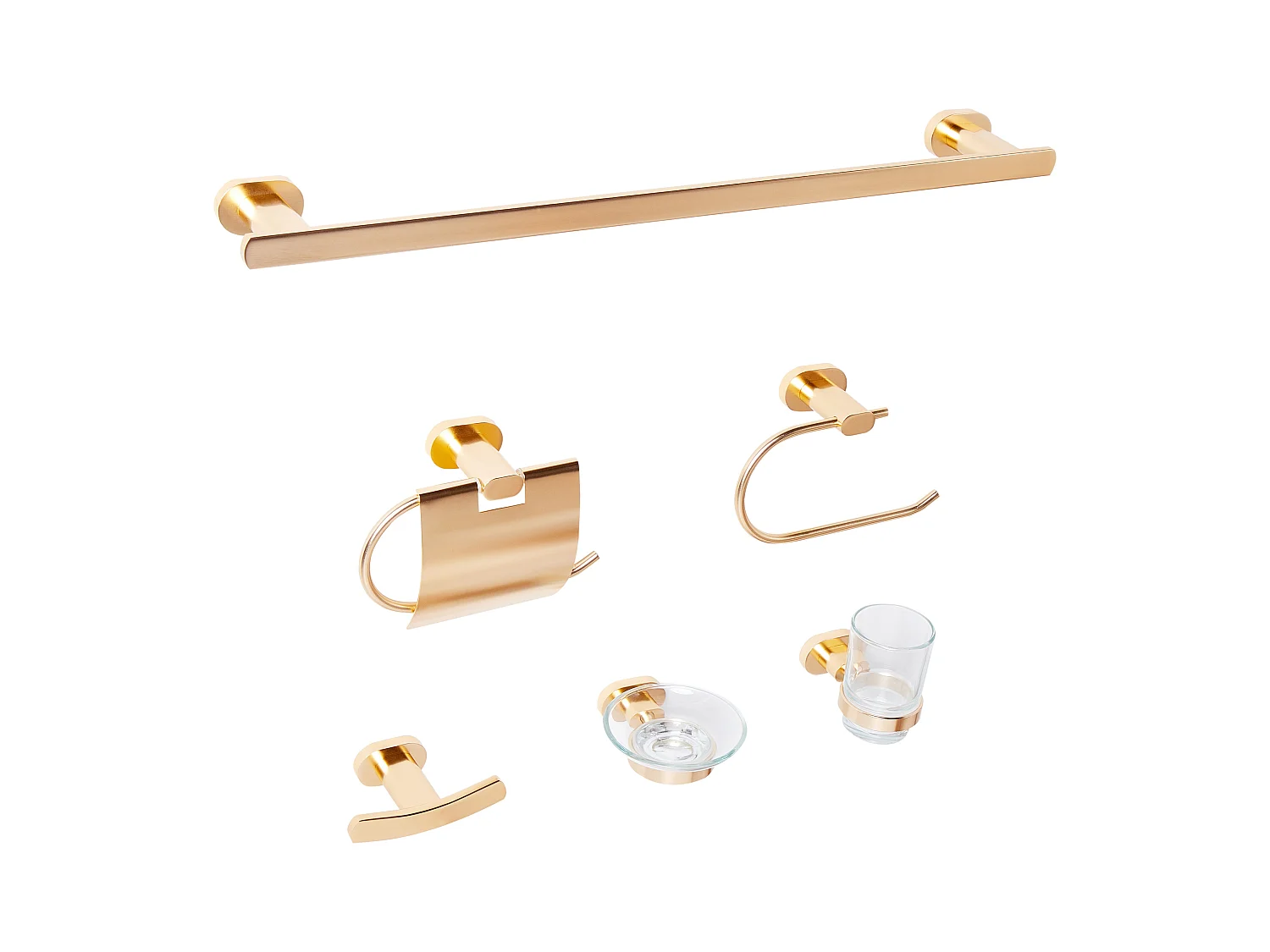 Lot de 6 pièces de quincaillerie pour salle de bain TOCOPILLA avec porte-serviettes et crochets Doré
