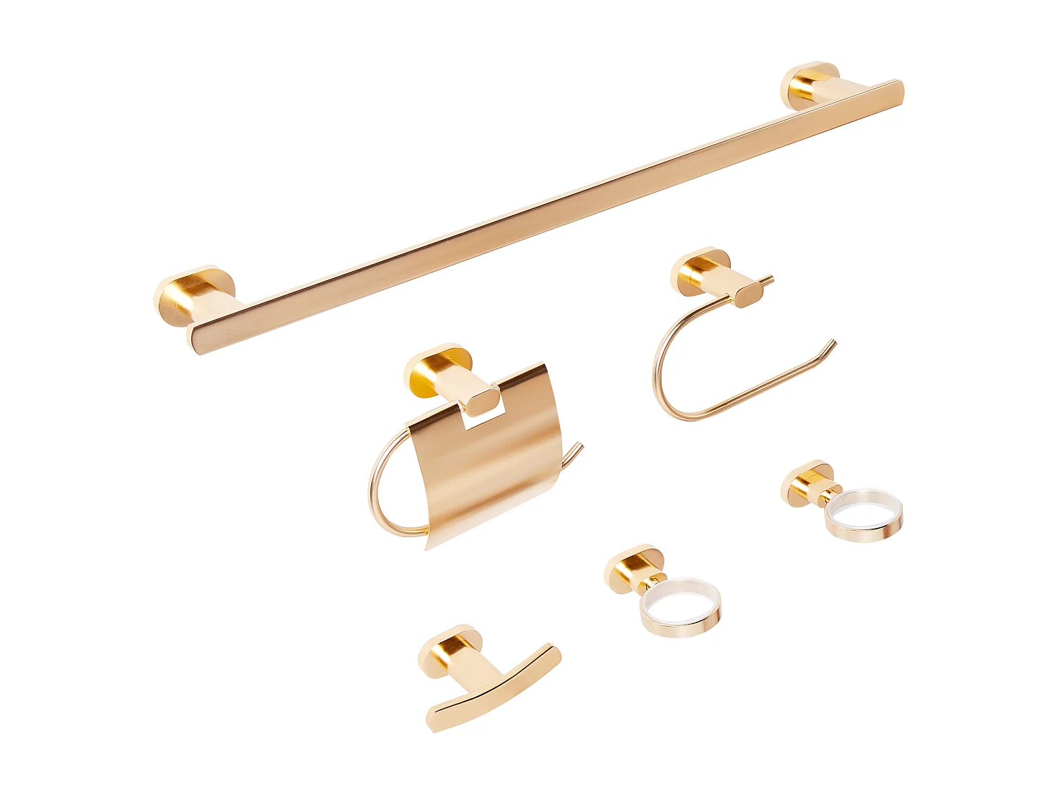 Lot de 6 pièces de quincaillerie pour salle de bain TOCOPILLA avec porte-serviettes et crochets Doré