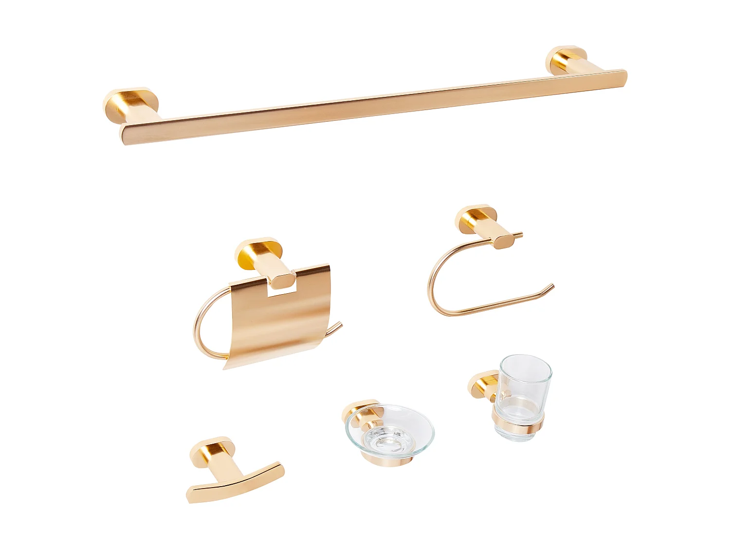Lot de 6 pièces de quincaillerie pour salle de bain TOCOPILLA avec porte-serviettes et crochets Doré