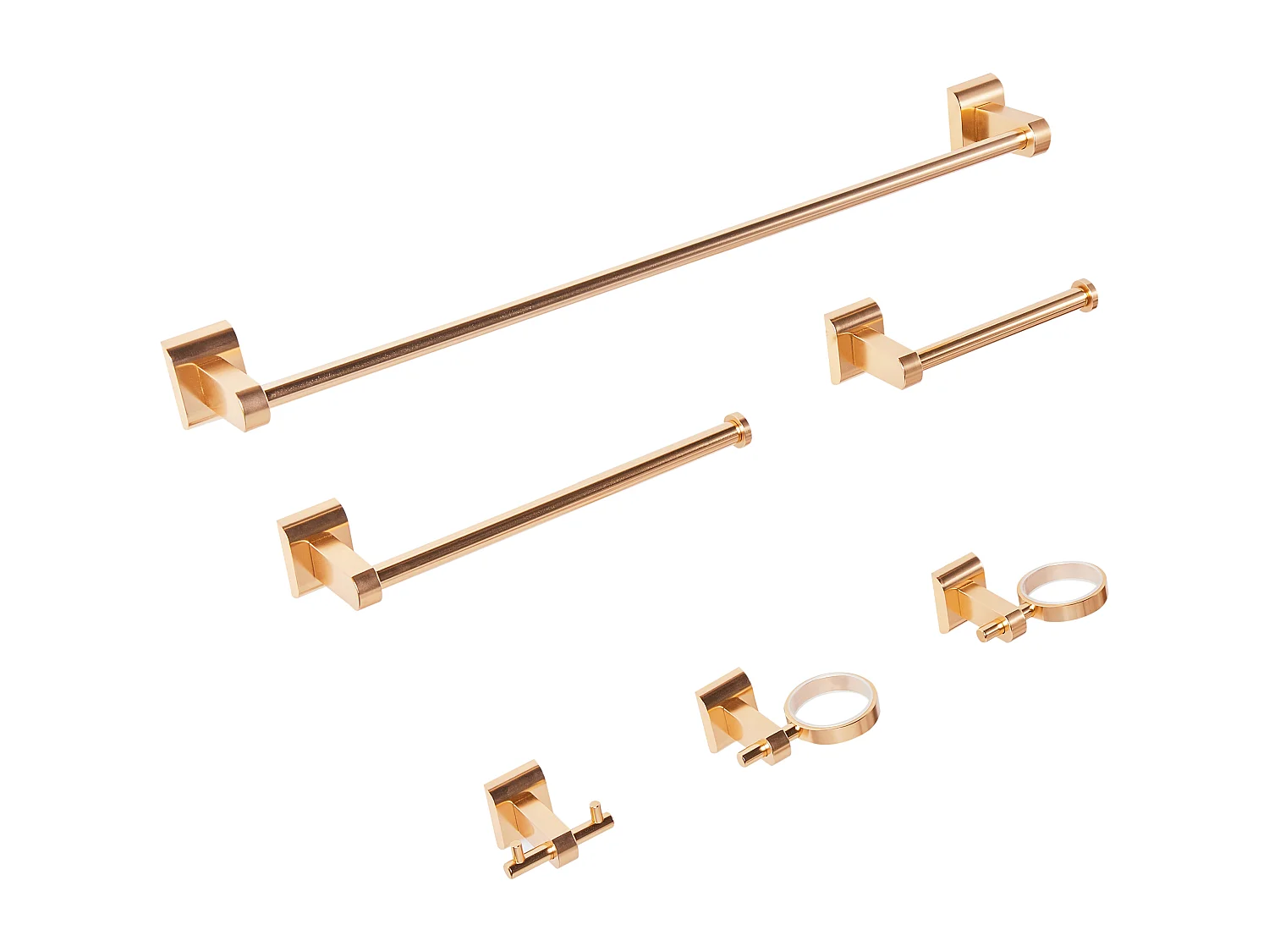 Lot de 6 pièces de quincaillerie pour salle de bain TALARA avec porte-serviettes et crochets Doré