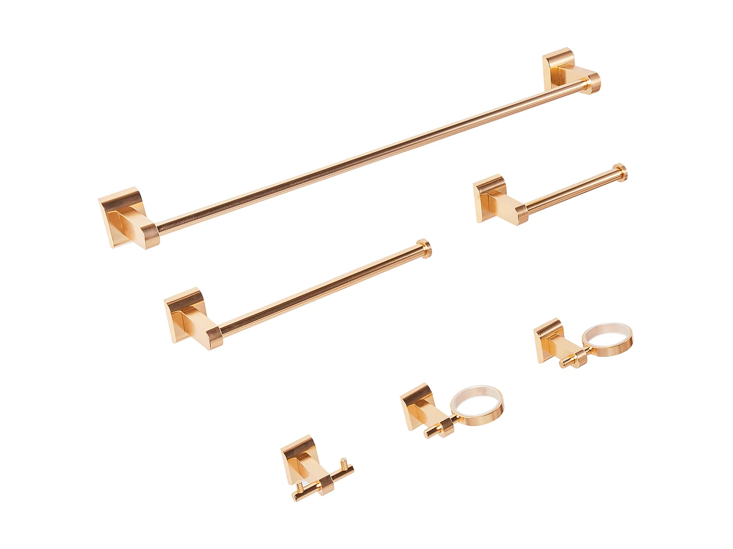Lot de 6 pièces de quincaillerie pour salle de bain TALARA avec porte-serviettes et crochets Doré