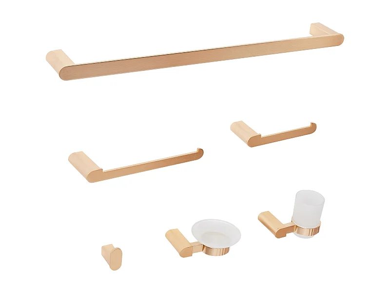 Lot de 6 pièces de quincaillerie pour salle de bain PARACAS avec porte-serviettes et crochets Doré