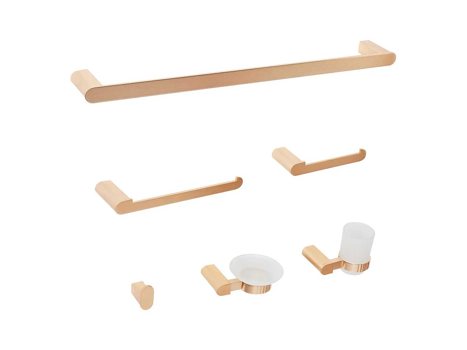 Lot de 6 pièces de quincaillerie pour salle de bain PARACAS avec porte-serviettes et crochets Doré