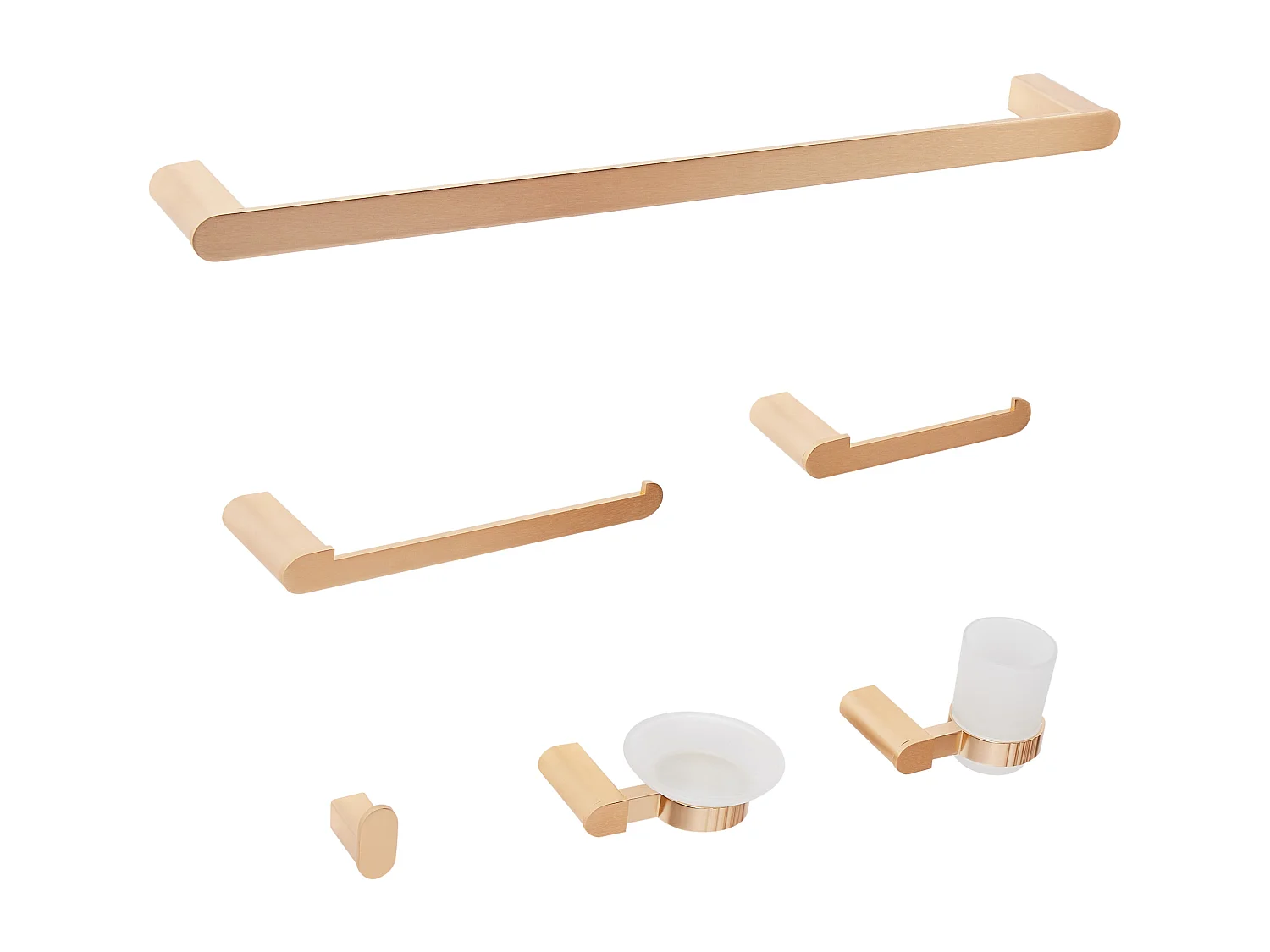 Lot de 6 pièces de quincaillerie pour salle de bain PARACAS avec porte-serviettes et crochets Doré