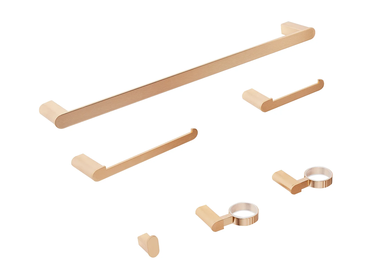 Lot de 6 pièces de quincaillerie pour salle de bain PARACAS avec porte-serviettes et crochets Doré