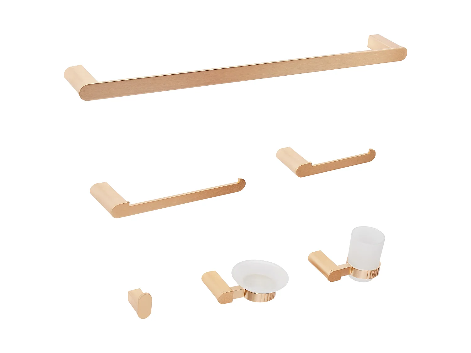 Lot de 6 pièces de quincaillerie pour salle de bain PARACAS avec porte-serviettes et crochets Doré