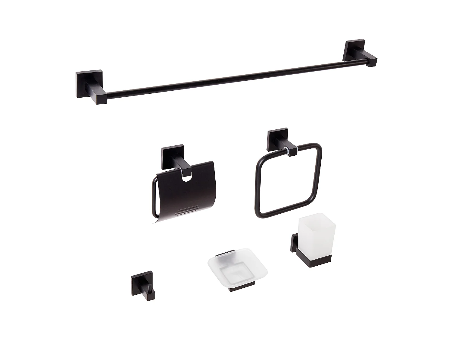 Lot de 6 pièces de quincaillerie pour salle de bain UVITA avec porte-serviettes et crochets Noir