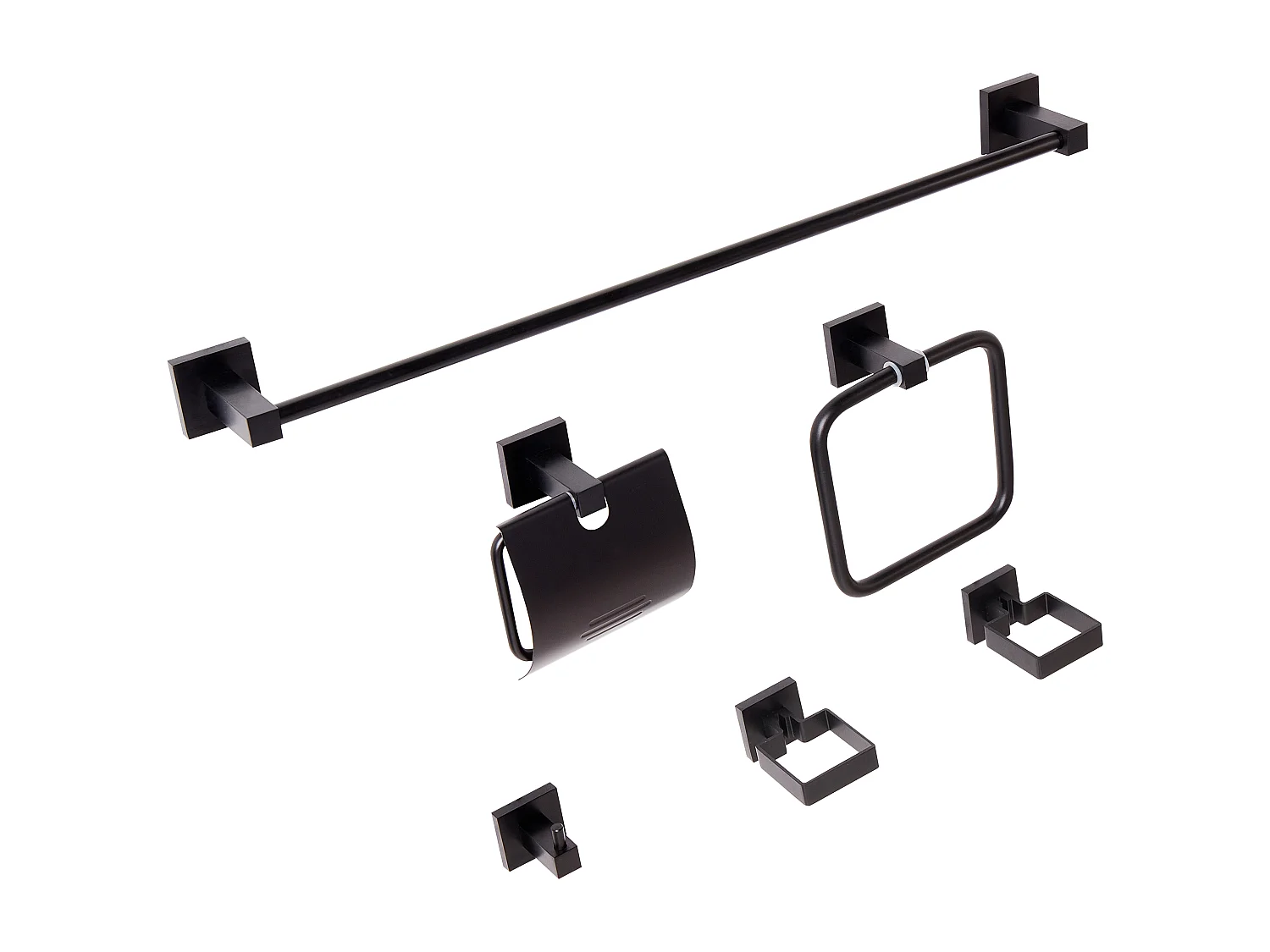 Lot de 6 pièces de quincaillerie pour salle de bain UVITA avec porte-serviettes et crochets Noir