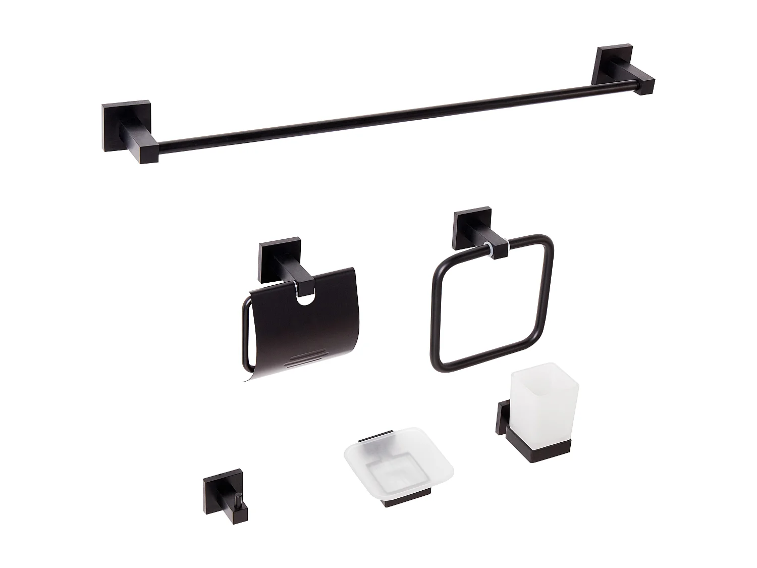 Lot de 6 pièces de quincaillerie pour salle de bain UVITA avec porte-serviettes et crochets Noir