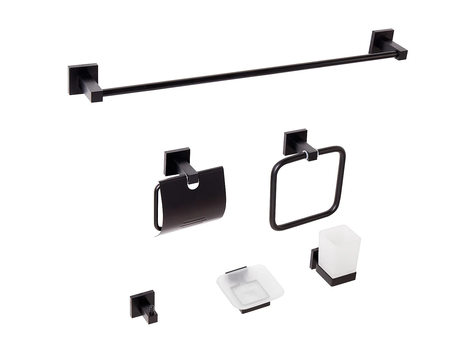 Lot de 6 pièces de quincaillerie pour salle de bain UVITA avec porte-serviettes et crochets Noir