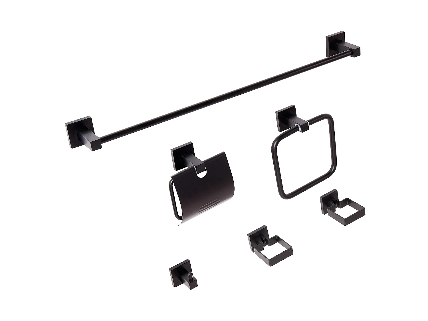 Lot de 6 pièces de quincaillerie pour salle de bain UVITA avec porte-serviettes et crochets Noir