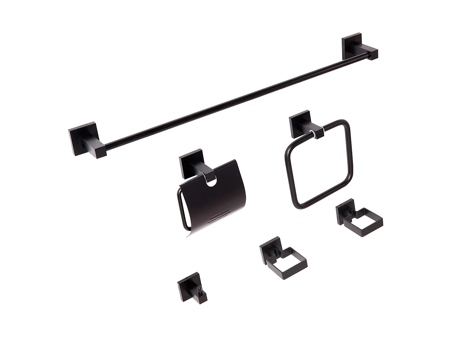 Lot de 6 pièces de quincaillerie pour salle de bain UVITA avec porte-serviettes et crochets Noir
