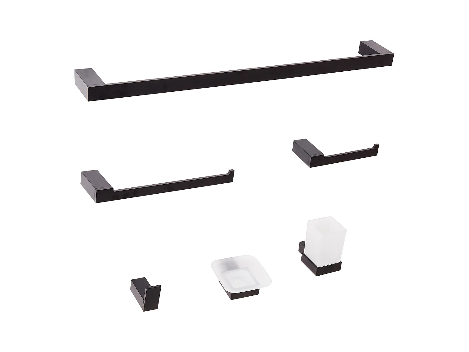 Lot de 6 pièces de quincaillerie pour salle de bain TUMACO avec porte-serviettes et crochets Noir