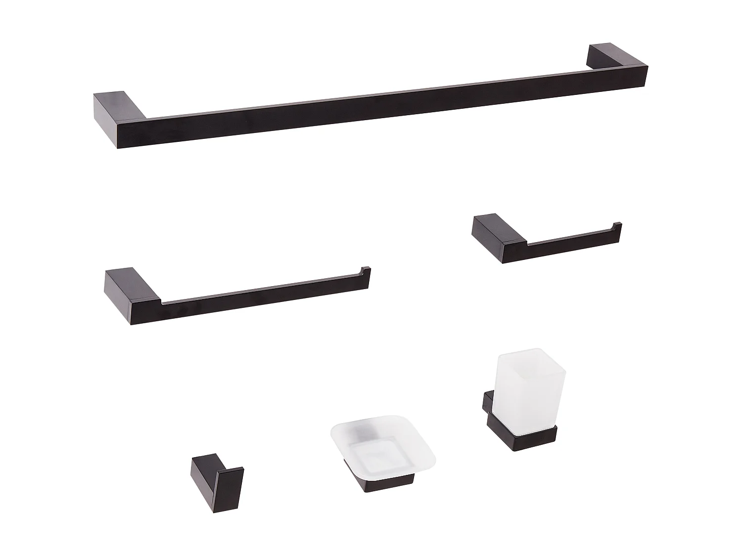 Lot de 6 pièces de quincaillerie pour salle de bain TUMACO avec porte-serviettes et crochets Noir