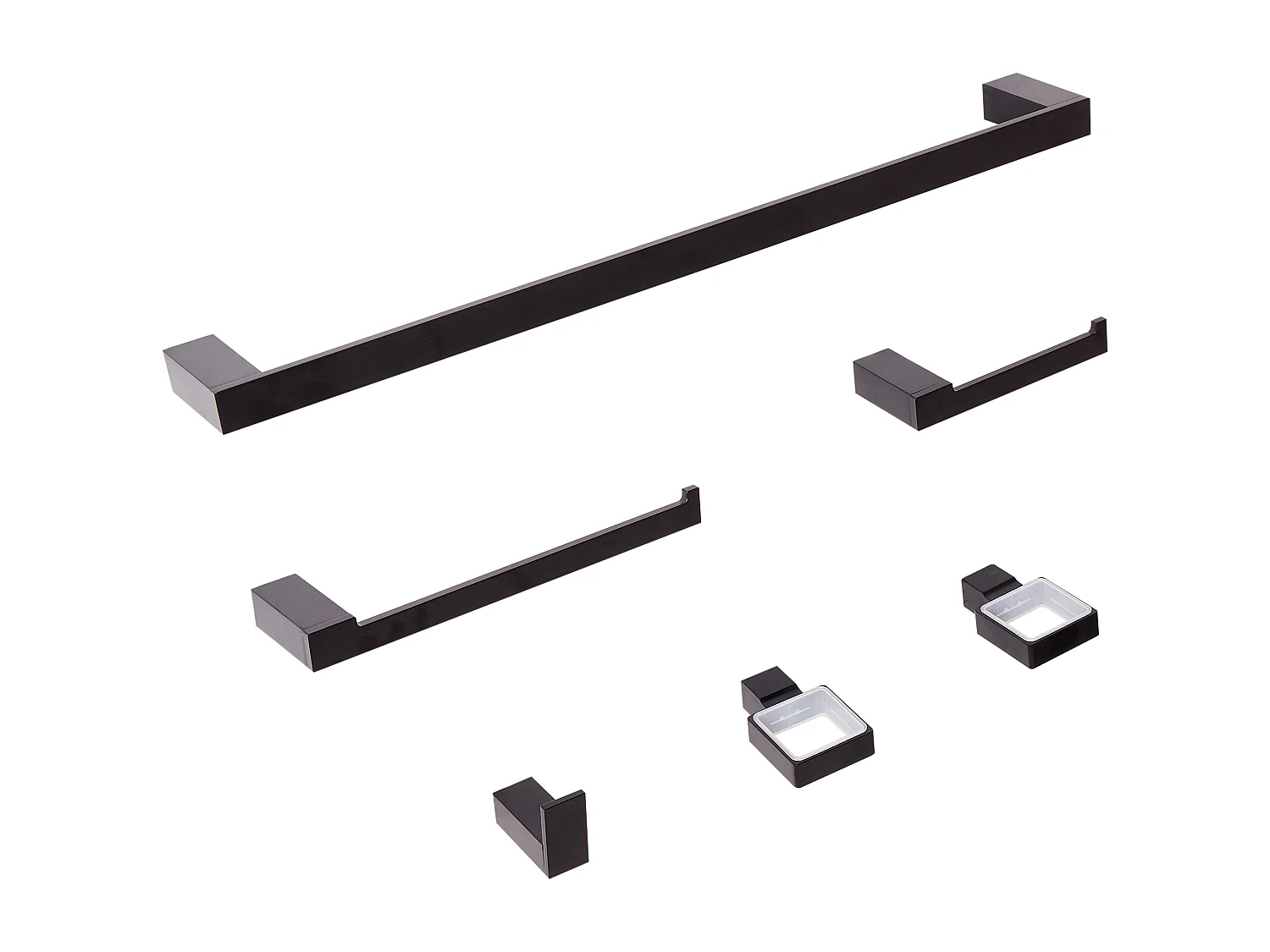 Lot de 6 pièces de quincaillerie pour salle de bain TUMACO avec porte-serviettes et crochets Noir