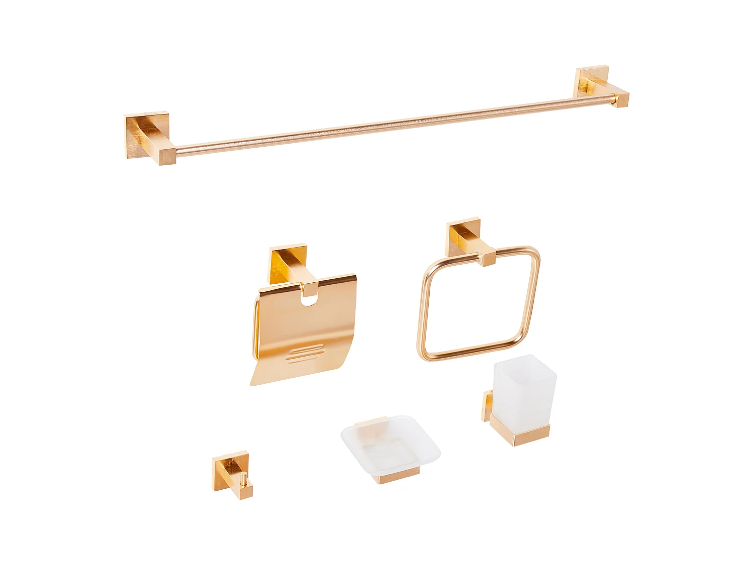 Lot de 6 pièces de quincaillerie pour salle de bain UVITA avec porte-serviettes et crochets Doré