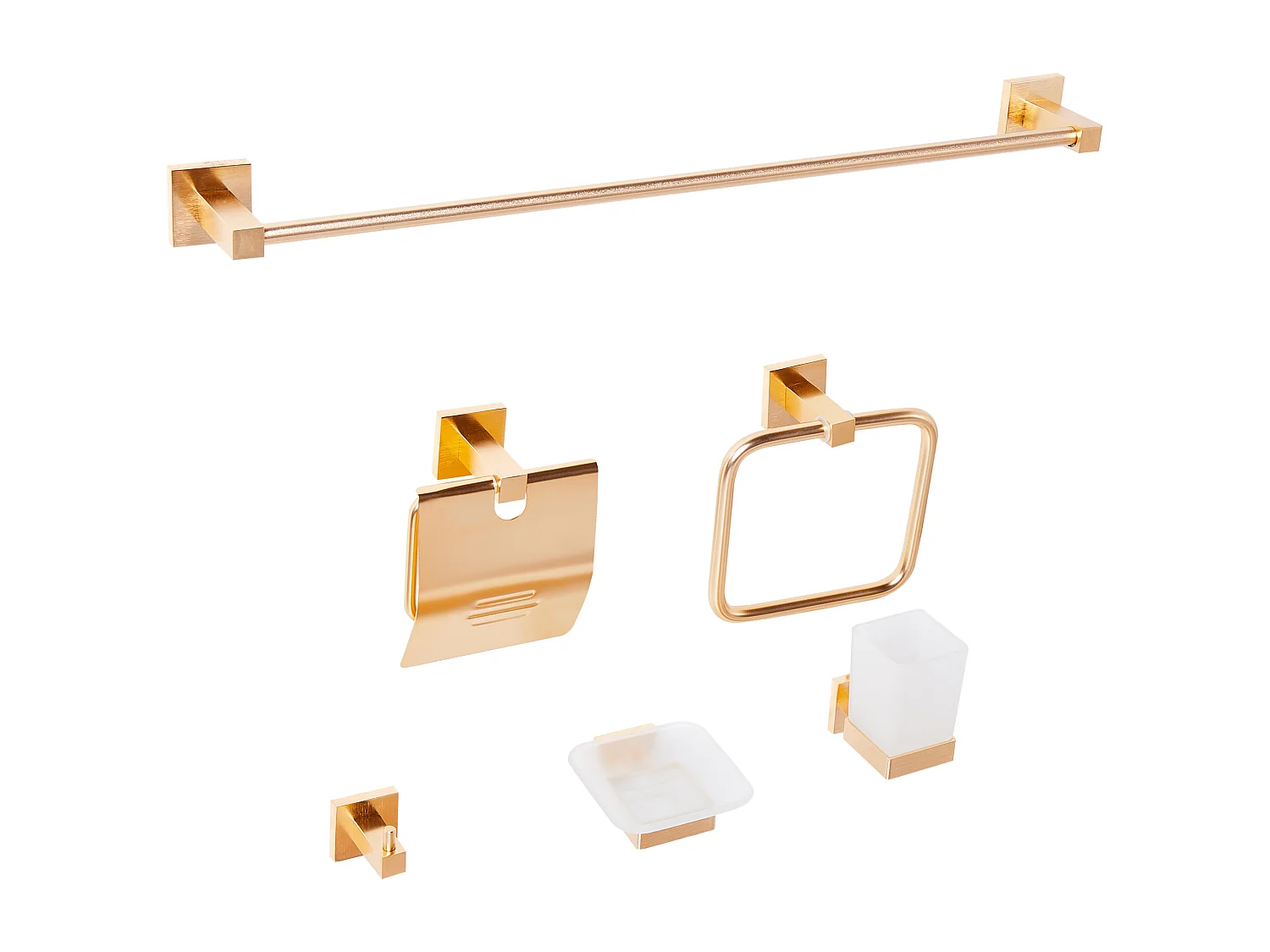 Lot de 6 pièces de quincaillerie pour salle de bain UVITA avec porte-serviettes et crochets Doré